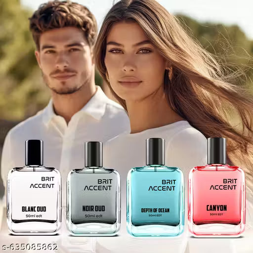 BRIT ACCENT Combo Pack Of 4|Depth Of Ocean-Blanc Oud-Canyon-Noir Oud|Parfum|Long-Lasting| Eau de Toilette - 200 ml